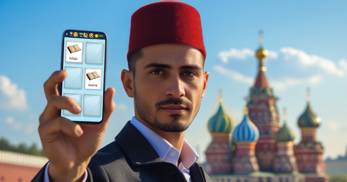 MemoLingo Rusça dil öğrenme uygulamasının arayüzü