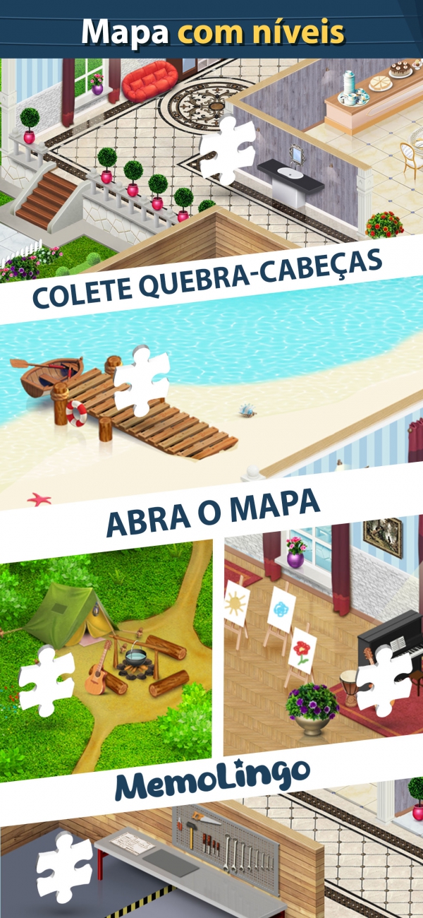 Todos os níveis estão organizados em um mapa visual